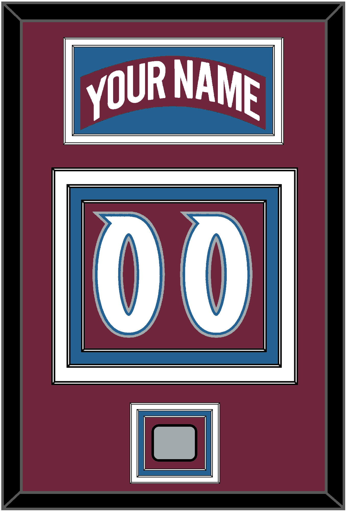 Colorado Nameplate & Number (Back) With Stanley Cup Finals Patch - Road Burgundy (1999-2001) - Premier Tier 3