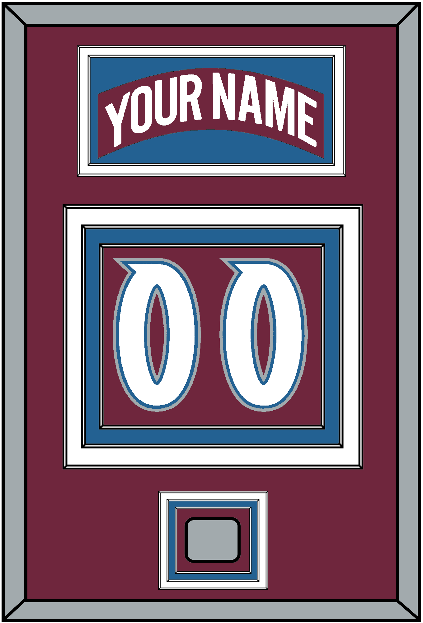 Colorado Nameplate & Number (Back) With Stanley Cup Finals Patch - Road Burgundy (1999-2001) - Premier Tier 3