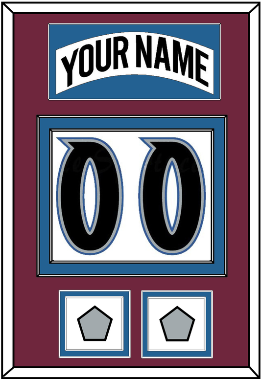 Colorado Nameplate & Number (Back) With 2 Stanley Cup Finals Patches - Home White (1999-2001) - Signature Tier 2