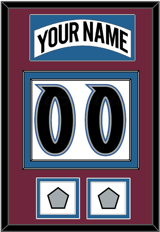 Colorado Nameplate & Number (Back) With 2 Stanley Cup Finals Patches - Home White (1999-2001) - Signature Tier 2