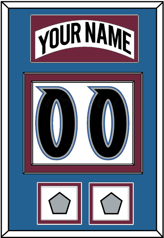 Colorado Nameplate & Number (Back) With 2 Stanley Cup Finals Patches - Home White (1999-2001) - Signature Tier 3