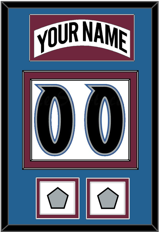 Colorado Nameplate & Number (Back) With 2 Stanley Cup Finals Patches - Home White (1999-2001) - Signature Tier 3