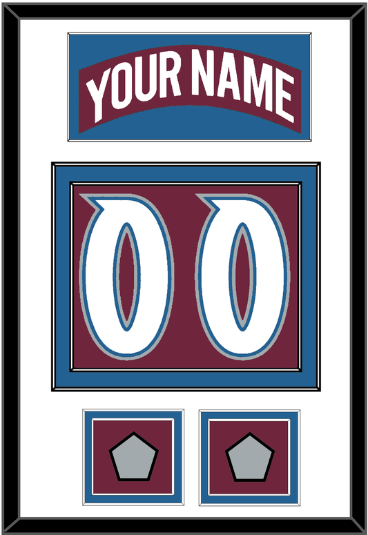 Colorado Nameplate & Number (Back) With 2 Stanley Cup Finals Patches - Road Burgundy (1999-2001) - Signature Tier 1