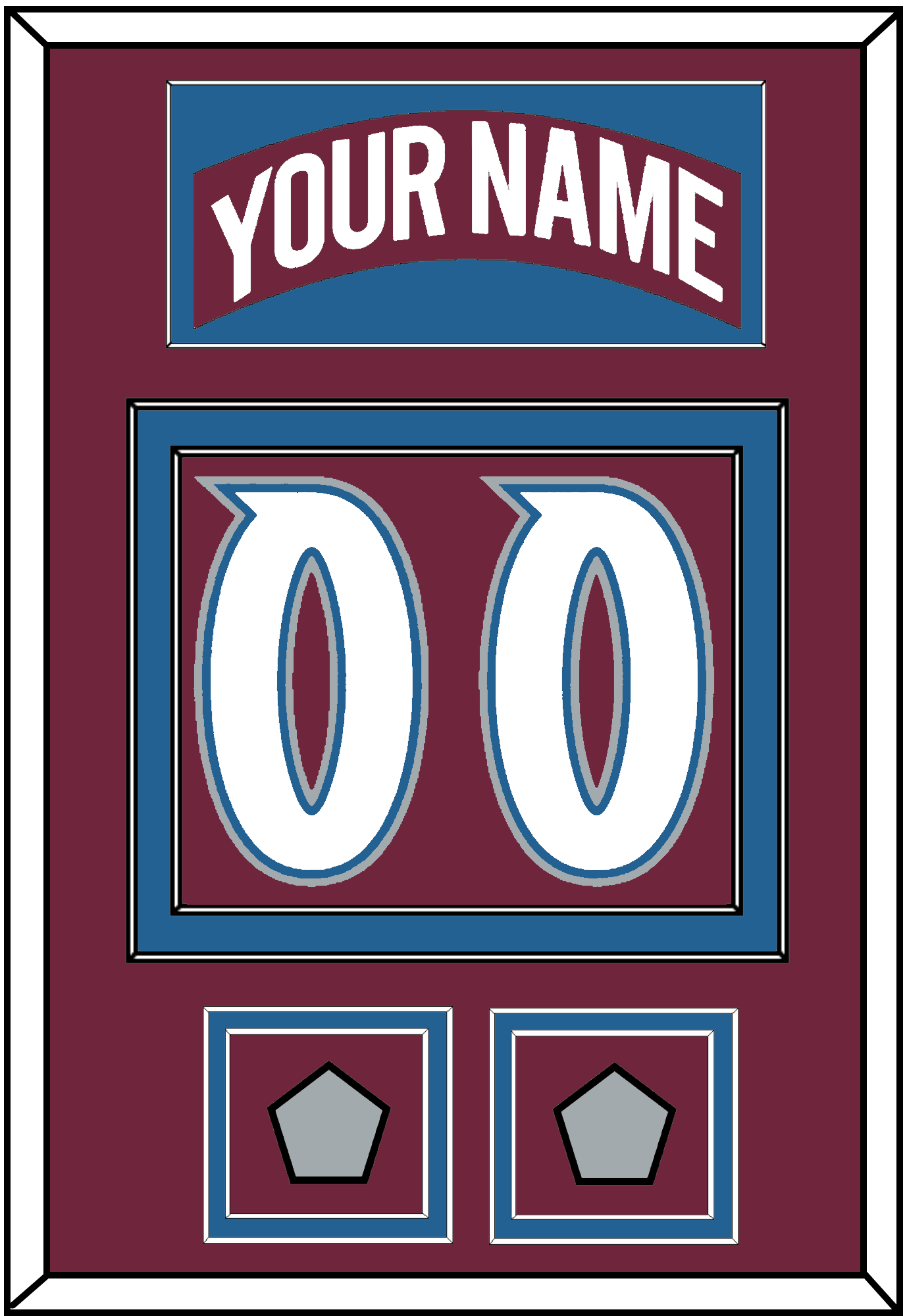 Colorado Nameplate & Number (Back) With 2 Stanley Cup Finals Patches - Road Burgundy (1999-2001) - Signature Tier 2