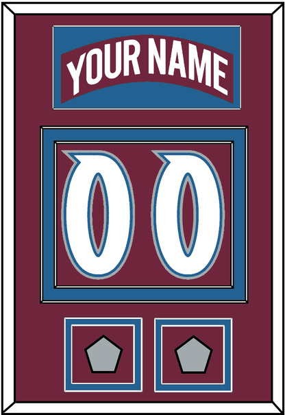 Colorado Nameplate & Number (Back) With 2 Stanley Cup Finals Patches - Road Burgundy (1999-2001) - Signature Tier 2