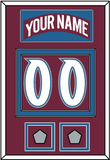 Colorado Nameplate & Number (Back) With 2 Stanley Cup Finals Patches - Road Burgundy (1999-2001) - Double Mat 2