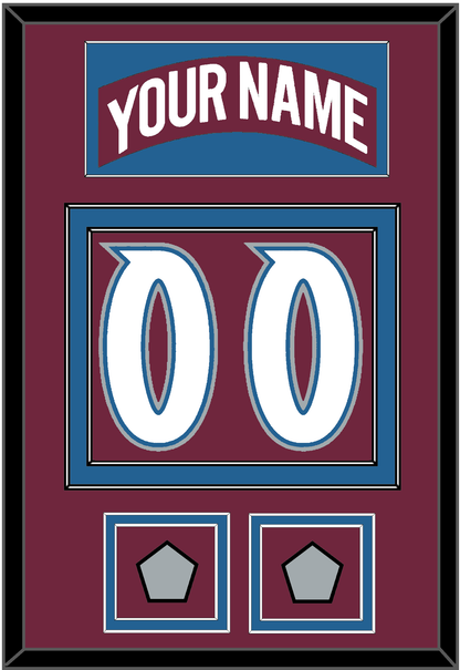 Colorado Nameplate & Number (Back) With 2 Stanley Cup Finals Patches - Road Burgundy (1999-2001) - Signature Tier 2