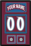 Colorado Nameplate & Number (Back) With 2 Stanley Cup Finals Patches - Road Burgundy (1999-2001) - Double Mat 2