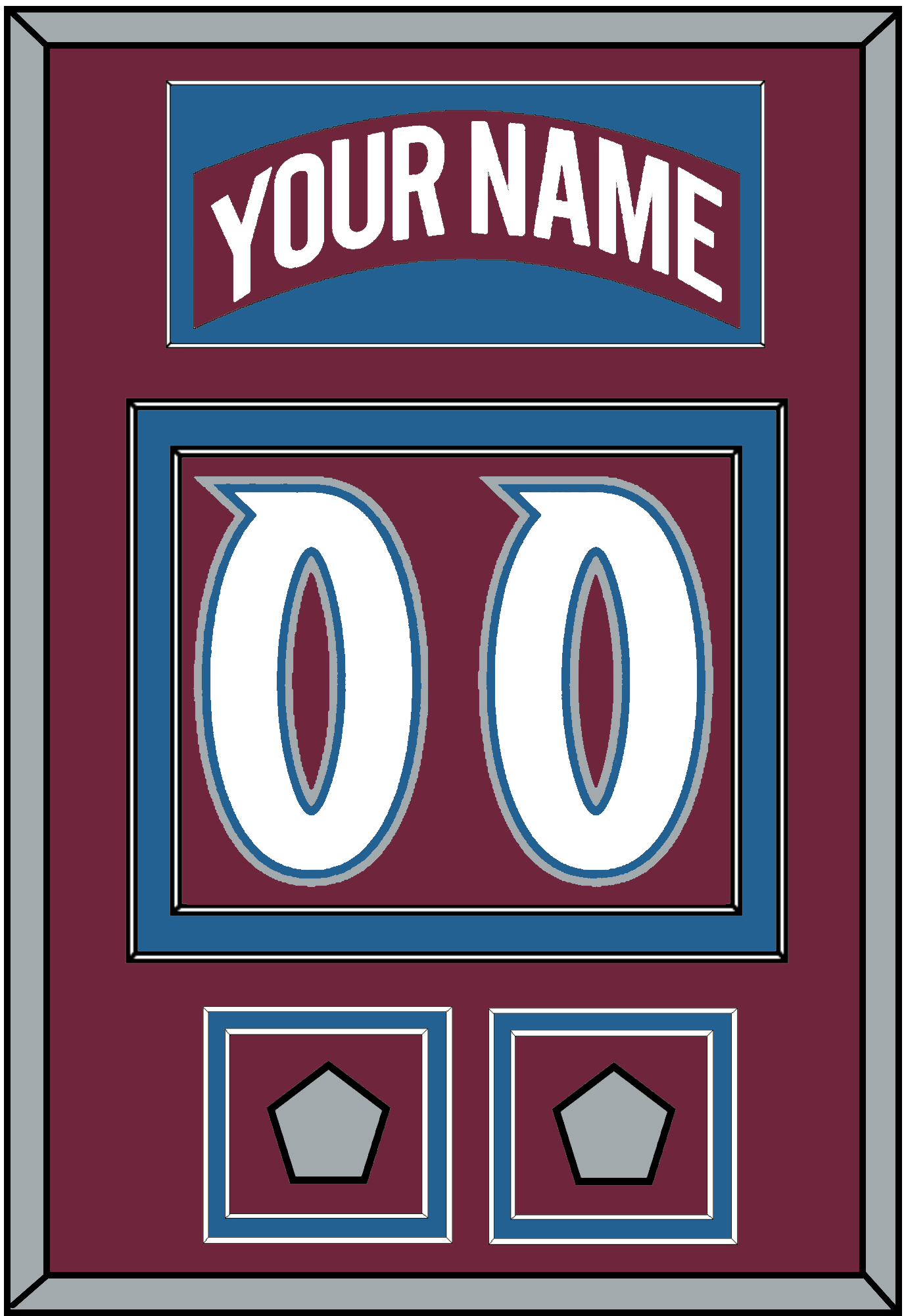 Colorado Nameplate & Number (Back) With 2 Stanley Cup Finals Patches - Road Burgundy (1999-2001) - Signature Tier 2
