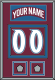 Colorado Nameplate & Number (Back) With 2 Stanley Cup Finals Patches - Road Burgundy (1999-2001) - Double Mat 2