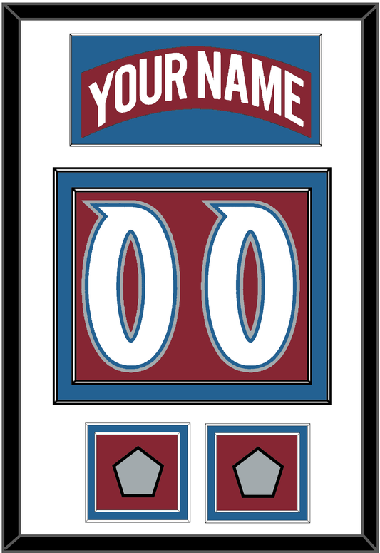 Colorado Nameplate & Number (Back) With 2 Stanley Cup Finals Patches - Road Burgundy (1995-1996) - Signature Tier 1