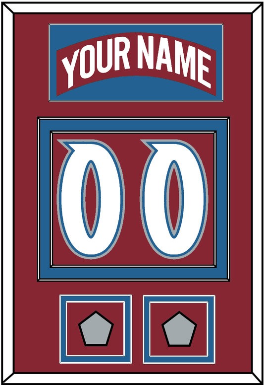 Colorado Nameplate & Number (Back) With 2 Stanley Cup Finals Patches - Road Burgundy (1995-1996) - Signature Tier 2