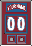 Colorado Nameplate & Number (Back) With 2 Stanley Cup Finals Patches - Road Burgundy (1995-1996) - Double Mat 2