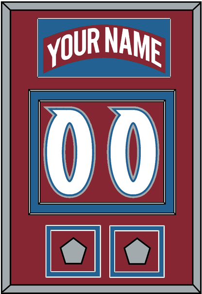 Colorado Nameplate & Number (Back) With 2 Stanley Cup Finals Patches - Road Burgundy (1995-1996) - Signature Tier 2