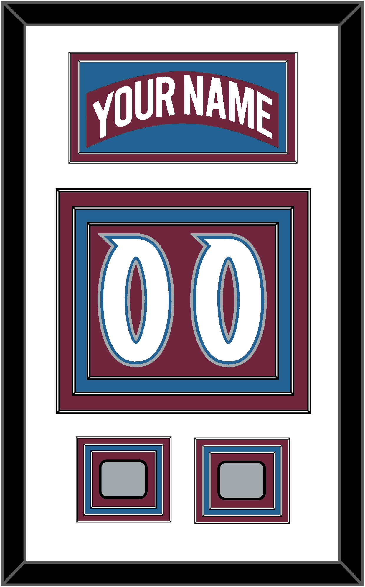 Colorado Nameplate & Number (Back) With 2 Stanley Cup Finals Patches - Road Burgundy (1999-2001) - Premier Tier 1