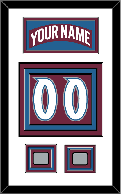 Colorado Nameplate & Number (Back) With 2 Stanley Cup Finals Patches - Road Burgundy (1999-2001) - Premier Tier 1