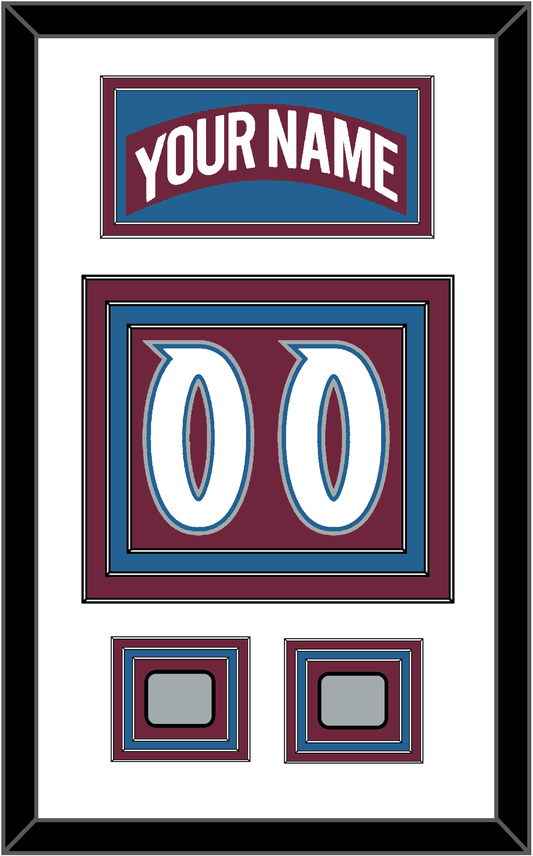 Colorado Nameplate & Number (Back) With 2 Stanley Cup Finals Patches - Road Burgundy (1999-2001) - Premier Tier 1