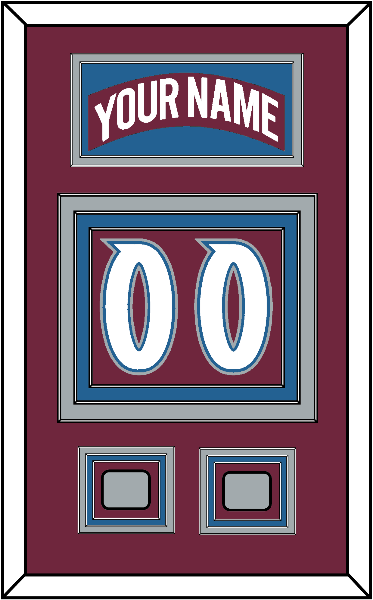 Colorado Nameplate & Number (Back) With 2 Stanley Cup Finals Patches - Road Burgundy (1999-2001) - Premier Tier 2