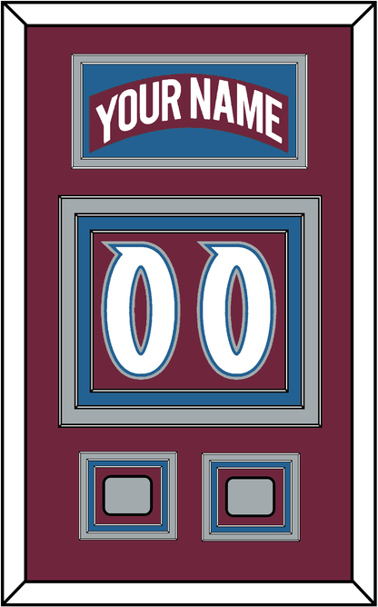 Colorado Nameplate & Number (Back) With 2 Stanley Cup Finals Patches - Road Burgundy (1999-2001) - Premier Tier 2
