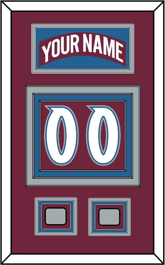 Colorado Nameplate & Number (Back) With 2 Stanley Cup Finals Patches - Road Burgundy (1999-2001) - Premier Tier 2