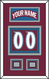 Colorado Nameplate & Number (Back) With 2 Stanley Cup Finals Patches - Road Burgundy (1999-2001) - Triple Mat 2