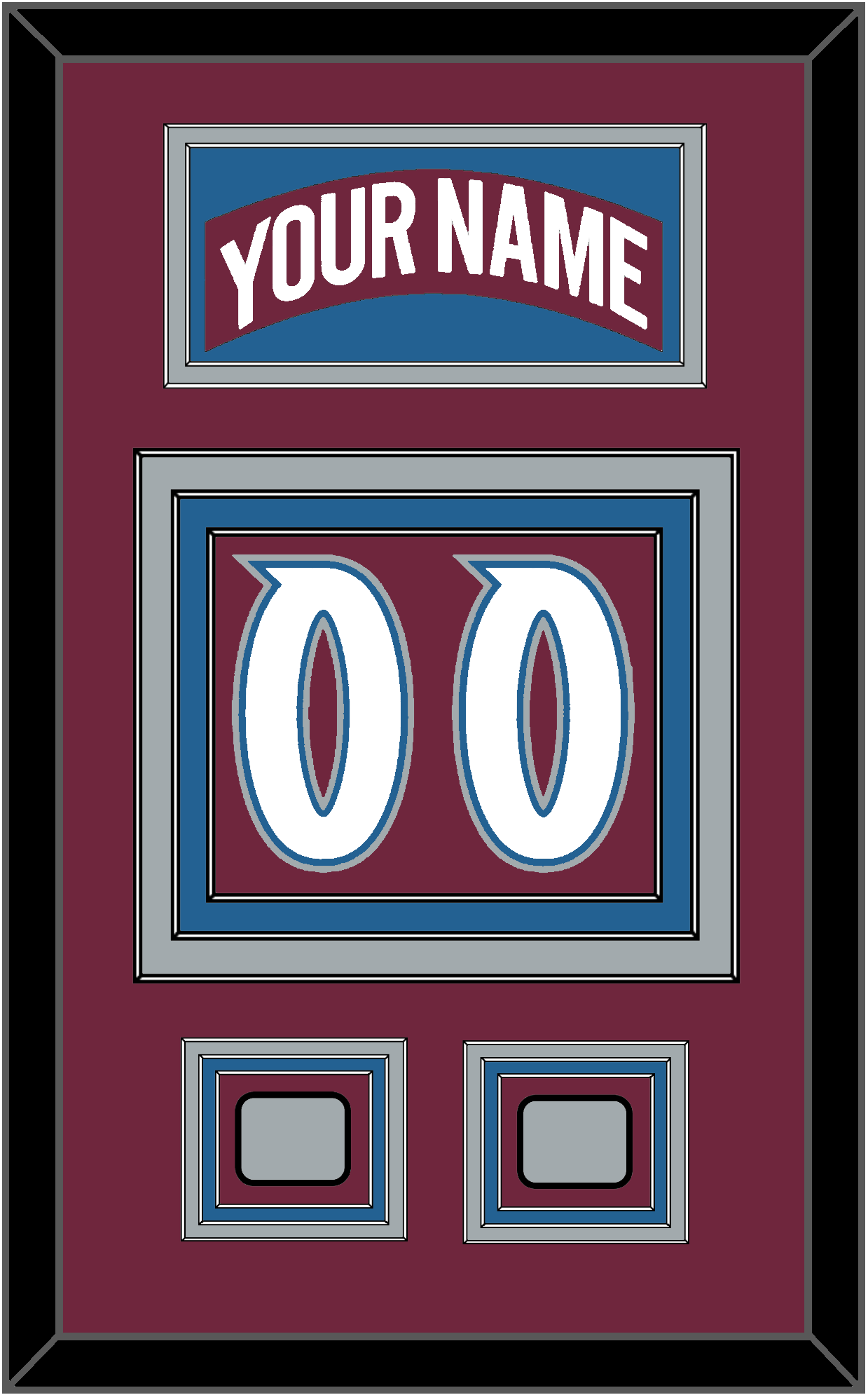 Colorado Nameplate & Number (Back) With 2 Stanley Cup Finals Patches - Road Burgundy (1999-2001) - Premier Tier 2