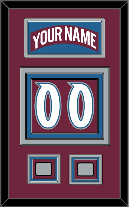 Colorado Nameplate & Number (Back) With 2 Stanley Cup Finals Patches - Road Burgundy (1999-2001) - Premier Tier 2