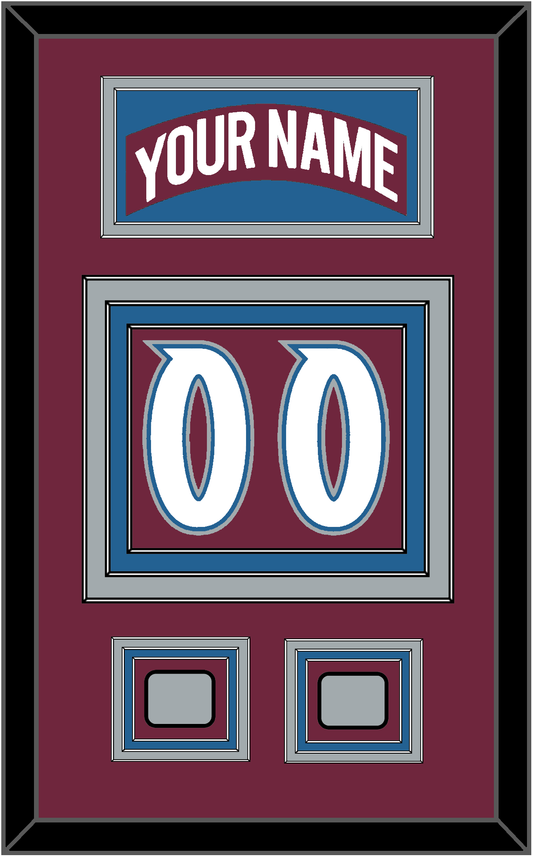 Colorado Nameplate & Number (Back) With 2 Stanley Cup Finals Patches - Road Burgundy (1999-2001) - Premier Tier 2