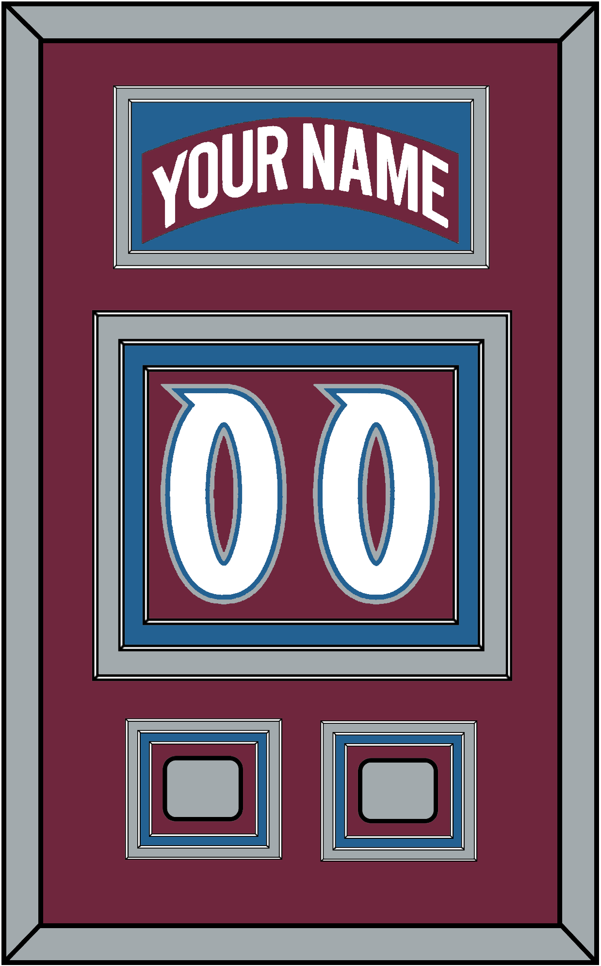 Colorado Nameplate & Number (Back) With 2 Stanley Cup Finals Patches - Road Burgundy (1999-2001) - Premier Tier 2