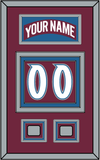 Colorado Nameplate & Number (Back) With 2 Stanley Cup Finals Patches - Road Burgundy (1999-2001) - Triple Mat 2