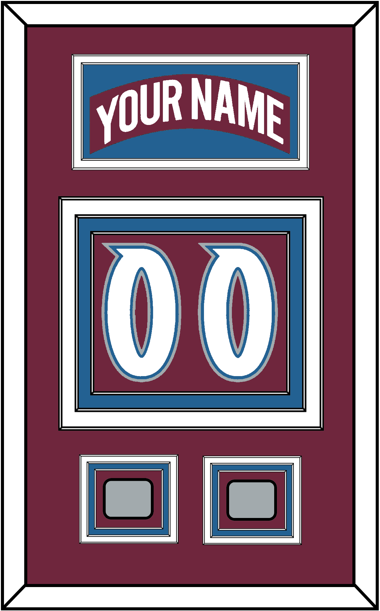 Colorado Nameplate & Number (Back) With 2 Stanley Cup Finals Patches - Road Burgundy (1999-2001) - Premier Tier 3