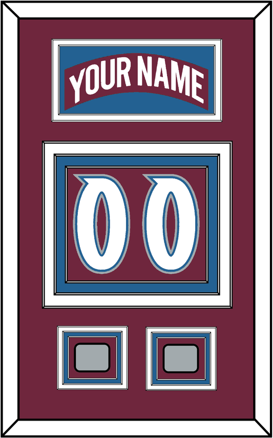 Colorado Nameplate & Number (Back) With 2 Stanley Cup Finals Patches - Road Burgundy (1999-2001) - Premier Tier 3