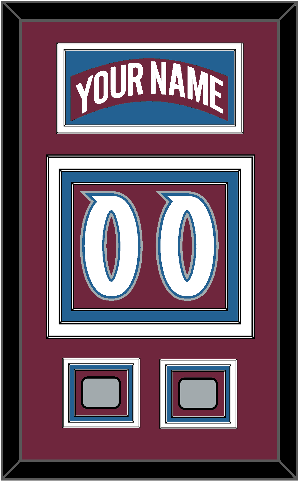 Colorado Nameplate & Number (Back) With 2 Stanley Cup Finals Patches - Road Burgundy (1999-2001) - Premier Tier 3
