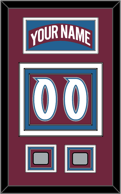 Colorado Nameplate & Number (Back) With 2 Stanley Cup Finals Patches - Road Burgundy (1999-2001) - Premier Tier 3