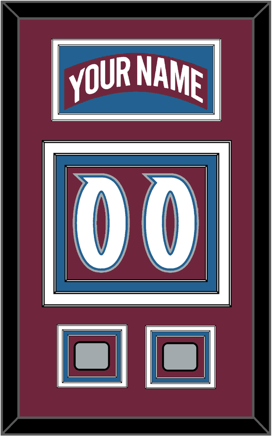 Colorado Nameplate & Number (Back) With 2 Stanley Cup Finals Patches - Road Burgundy (1999-2001) - Premier Tier 3