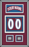 Colorado Nameplate & Number (Back) With 2 Stanley Cup Finals Patches - Road Burgundy (1999-2001) - Triple Mat 3