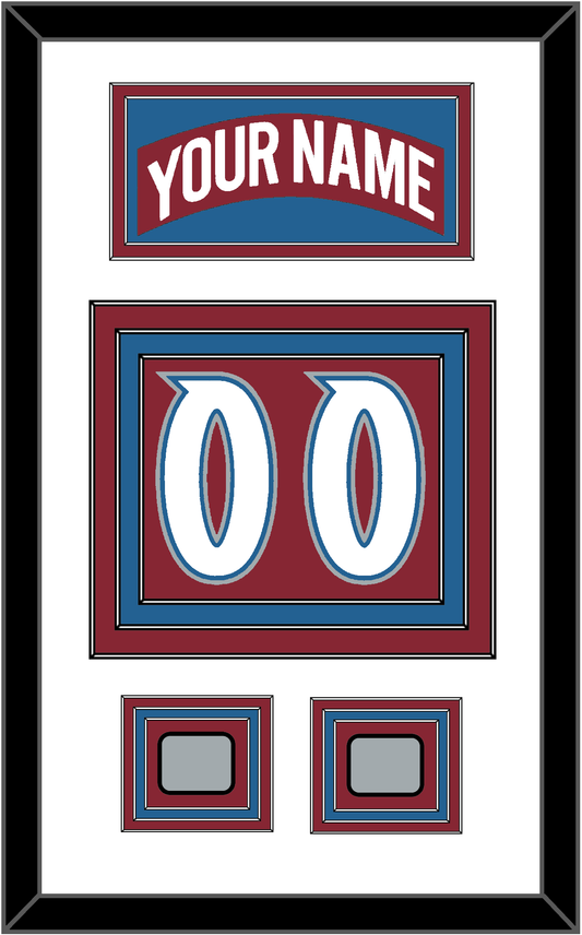 Colorado Nameplate & Number (Back) With 2 Stanley Cup Finals Patches - Road Burgundy (1995-1996) - Premier Tier 1