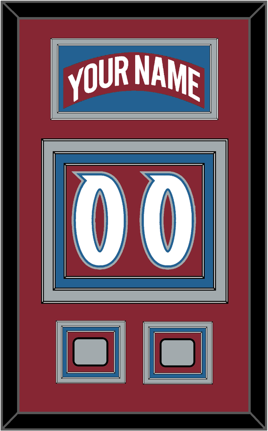 Colorado Nameplate & Number (Back) With 2 Stanley Cup Finals Patches - Road Burgundy (1995-1996) - Premier Tier 2