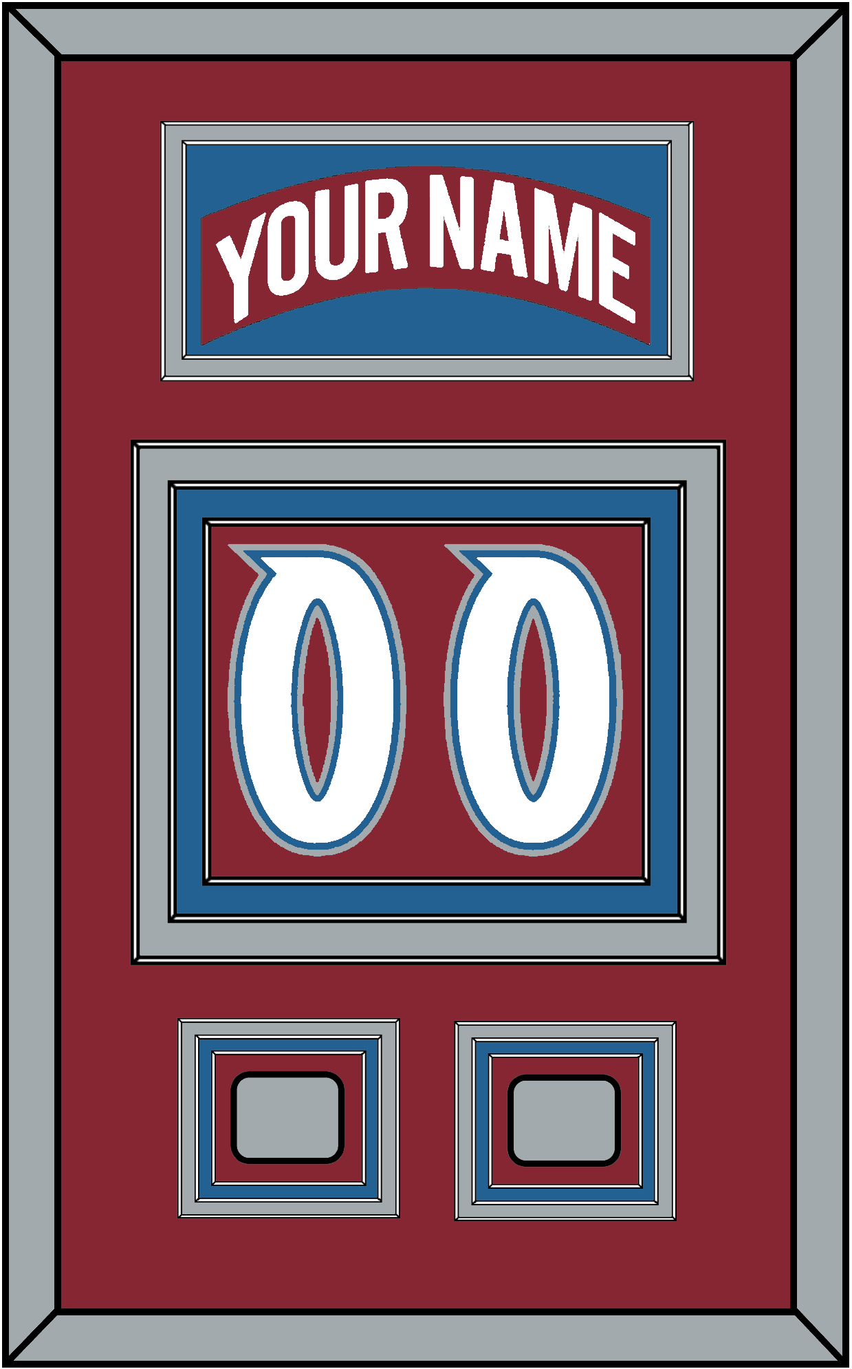 Colorado Nameplate & Number (Back) With 2 Stanley Cup Finals Patches - Road Burgundy (1995-1996) - Premier Tier 2