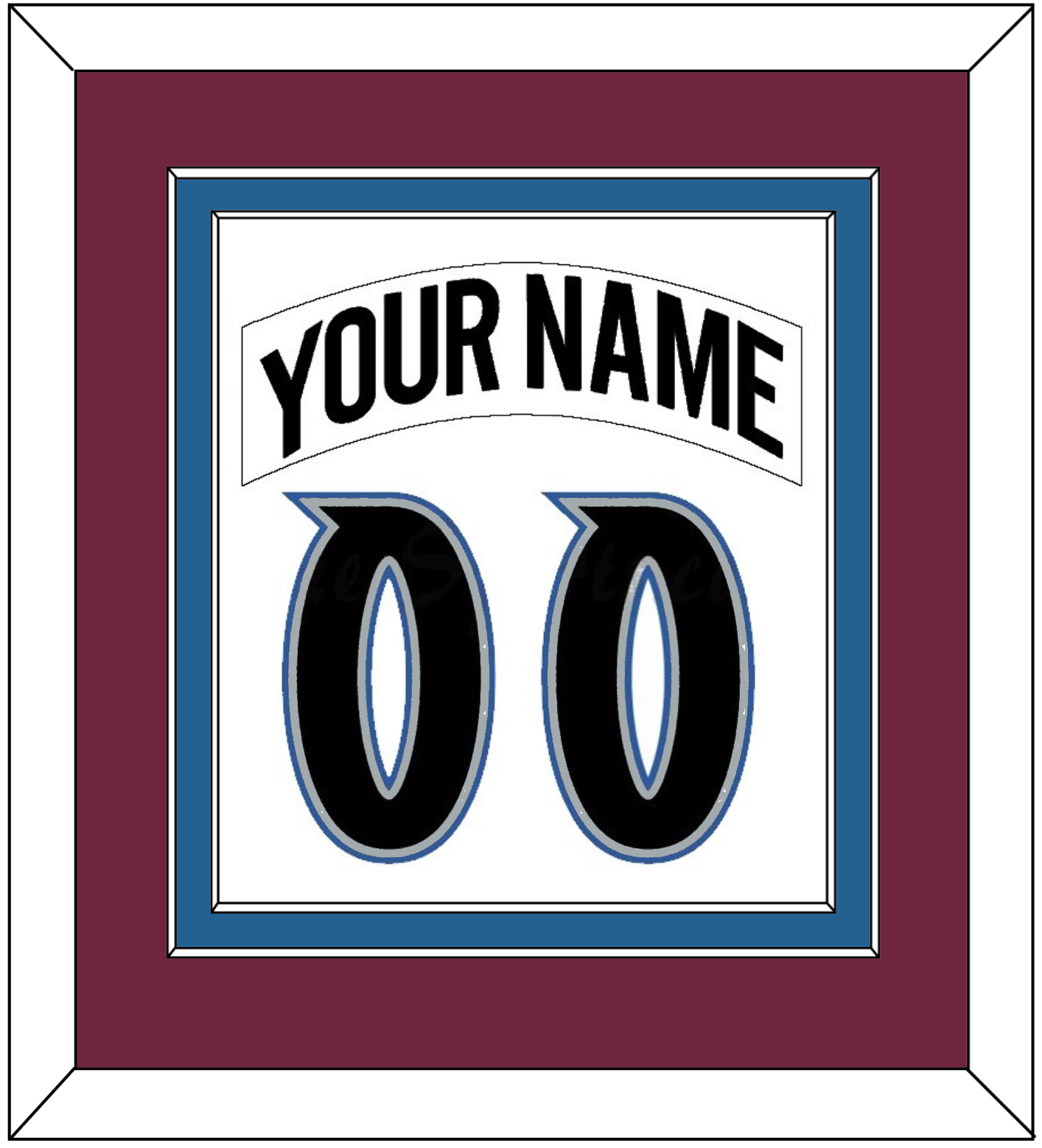 Colorado Nameplate & Number (Back) Combined - Home White (1999-2001) - Signature Tier 2