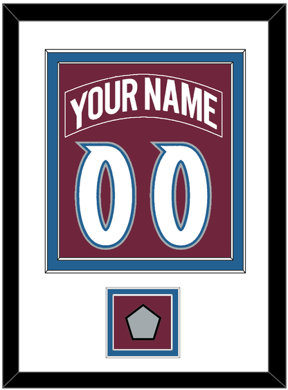 Colorado Nameplate & Number (Back) Combined, With Stanley Cup Finals Patch - Road Burgundy (1999-2001) - Signature Tier 1
