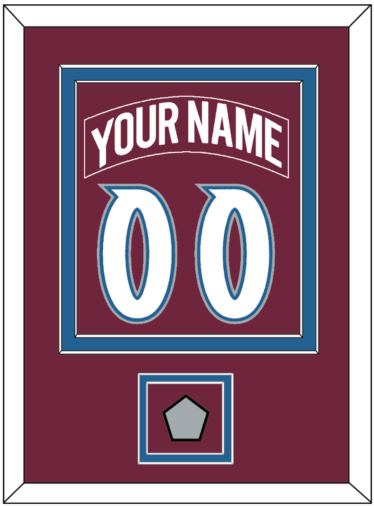 Colorado Nameplate & Number (Back) Combined, With Stanley Cup Finals Patch - Road Burgundy (1999-2001) - Signature Tier 2