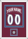 Colorado Nameplate & Number (Back) Combined, With Stanley Cup Finals Patch - Road Burgundy (1999-2001) - Double Mat 2