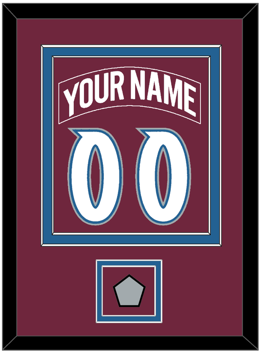 Colorado Nameplate & Number (Back) Combined, With Stanley Cup Champions Patch - Road Burgundy (1999-2001) - Signature Tier 2