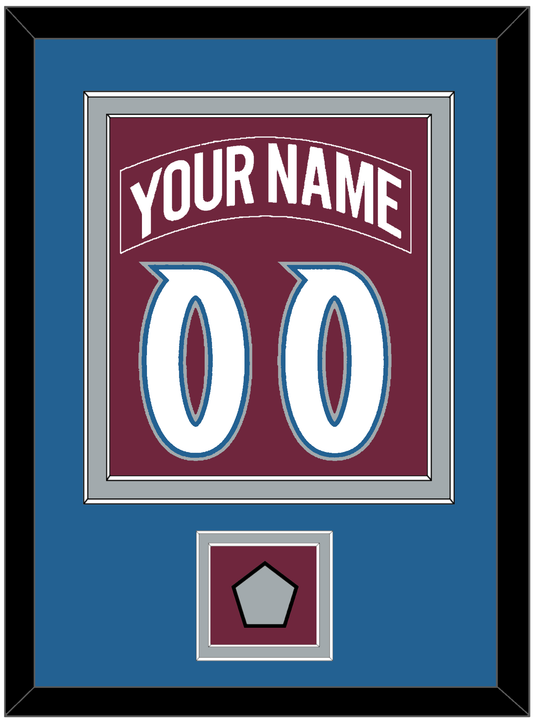 Colorado Nameplate & Number (Back) Combined, With Stanley Cup Finals Patch - Road Burgundy (1999-2001) - Signature Tier 3