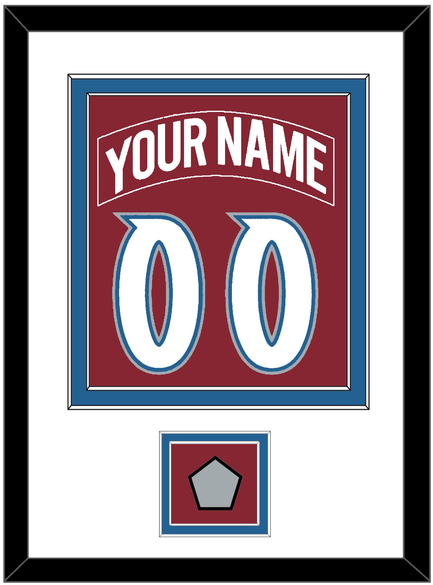 Colorado Nameplate & Number (Back) Combined, With Stanley Cup Finals Patch - Road Burgundy (1995-1996) - Signature Tier 1