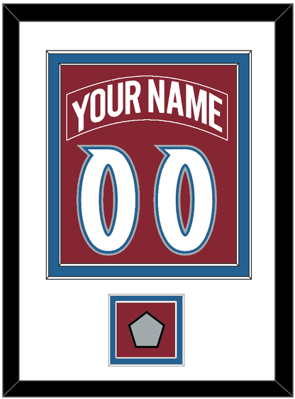 Colorado Nameplate & Number (Back) Combined, With Stanley Cup Finals Patch - Road Burgundy (1995-1996) - Signature Tier 1