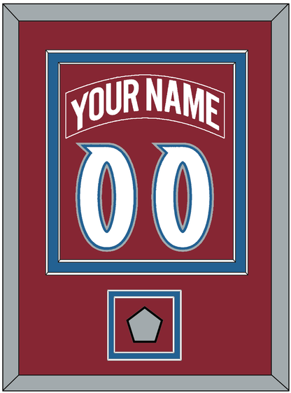 Colorado Nameplate & Number (Back) Combined, With Stanley Cup Finals Patch - Road Burgundy (1995-1996) - Signature Tier 2