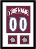 Colorado Nameplate & Number (Back) Combined, With 2 Stanley Cup Finals Patches - Road Burgundy (1999-2001) - Single Mat 1