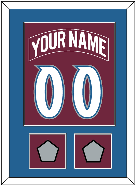Colorado Nameplate & Number (Back) Combined, With 2 Stanley Cup Finals Patches - Road Burgundy (1999-2001) - Essential Tier 2